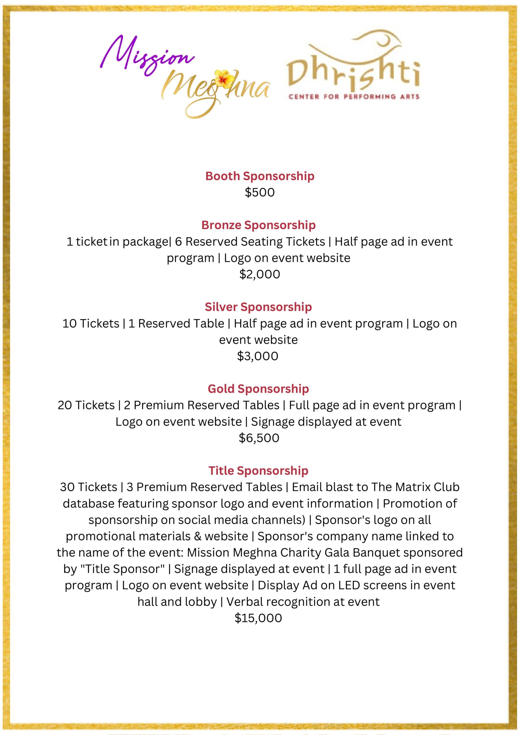 Sponsorship flier